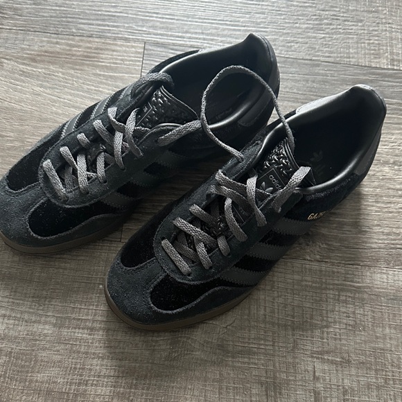 adidas Shoes - Adidas Black Gazelle women’s size 5 black velvet and suede